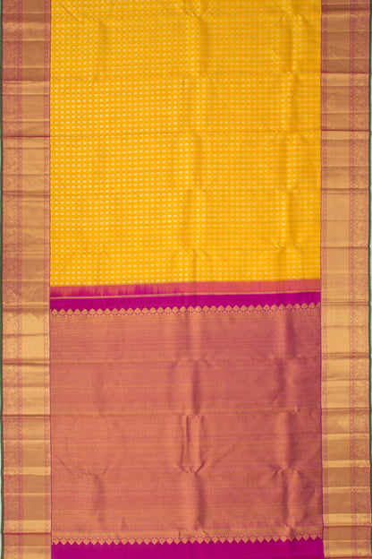 Kanchipuram Silk Brocade Yellow Saree