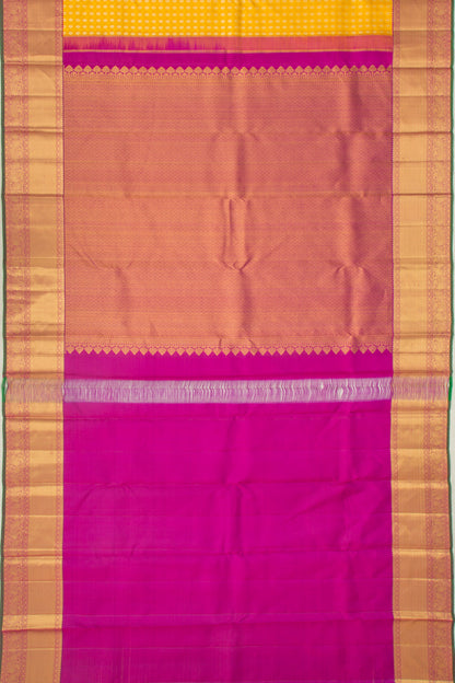 Kanchipuram Silk Brocade Yellow Saree
