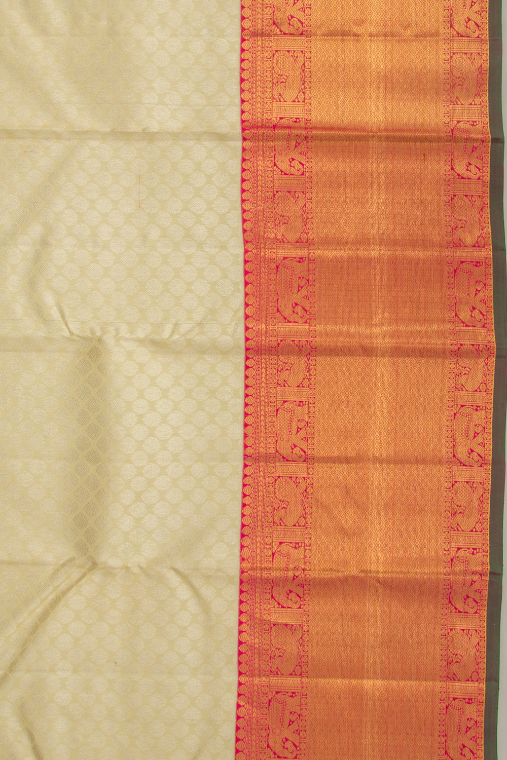 Kanchipuram Silk Brocade Cream Saree