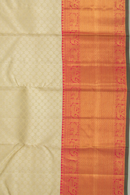 Kanchipuram Silk Brocade Cream Saree