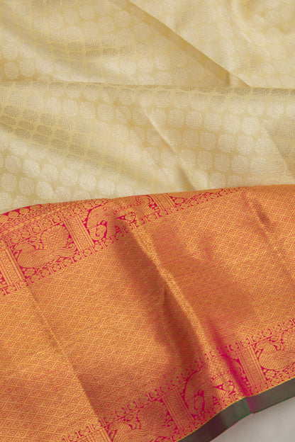 Kanchipuram Silk Brocade Cream Saree