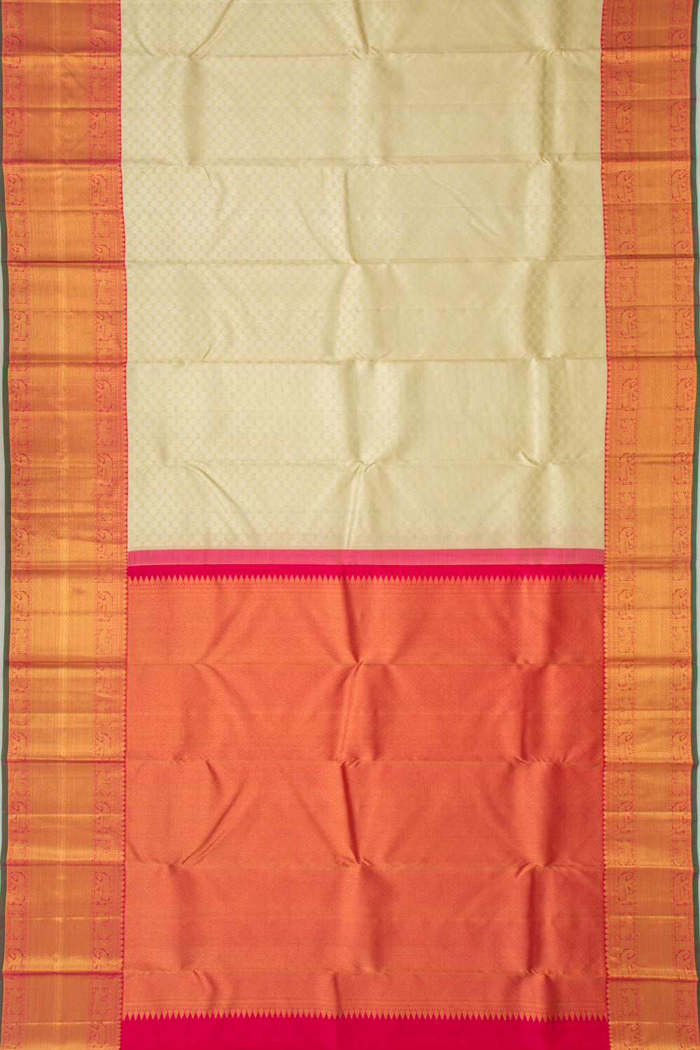 Kanchipuram Silk Brocade Cream Saree