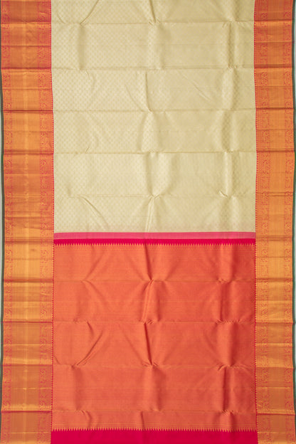 Kanchipuram Silk Brocade Cream Saree