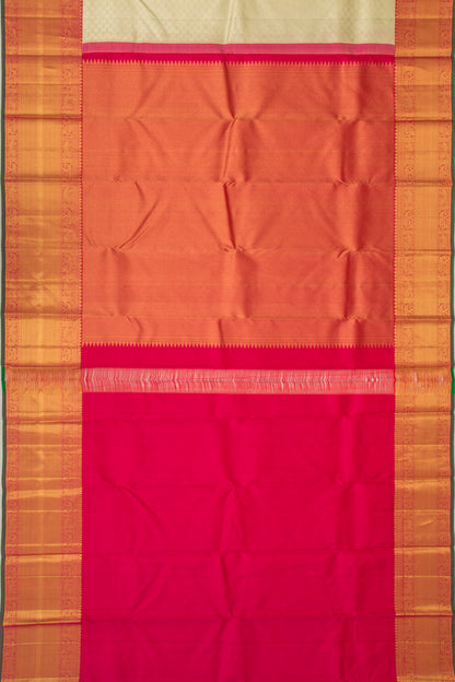 Kanchipuram Silk Brocade Cream Saree