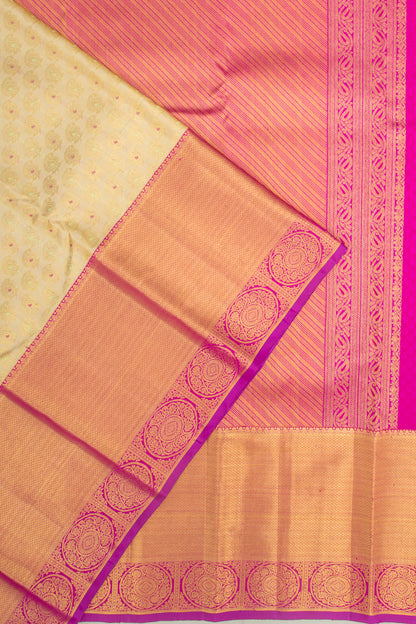 Kanchipuram Silk Brocade Cream Saree