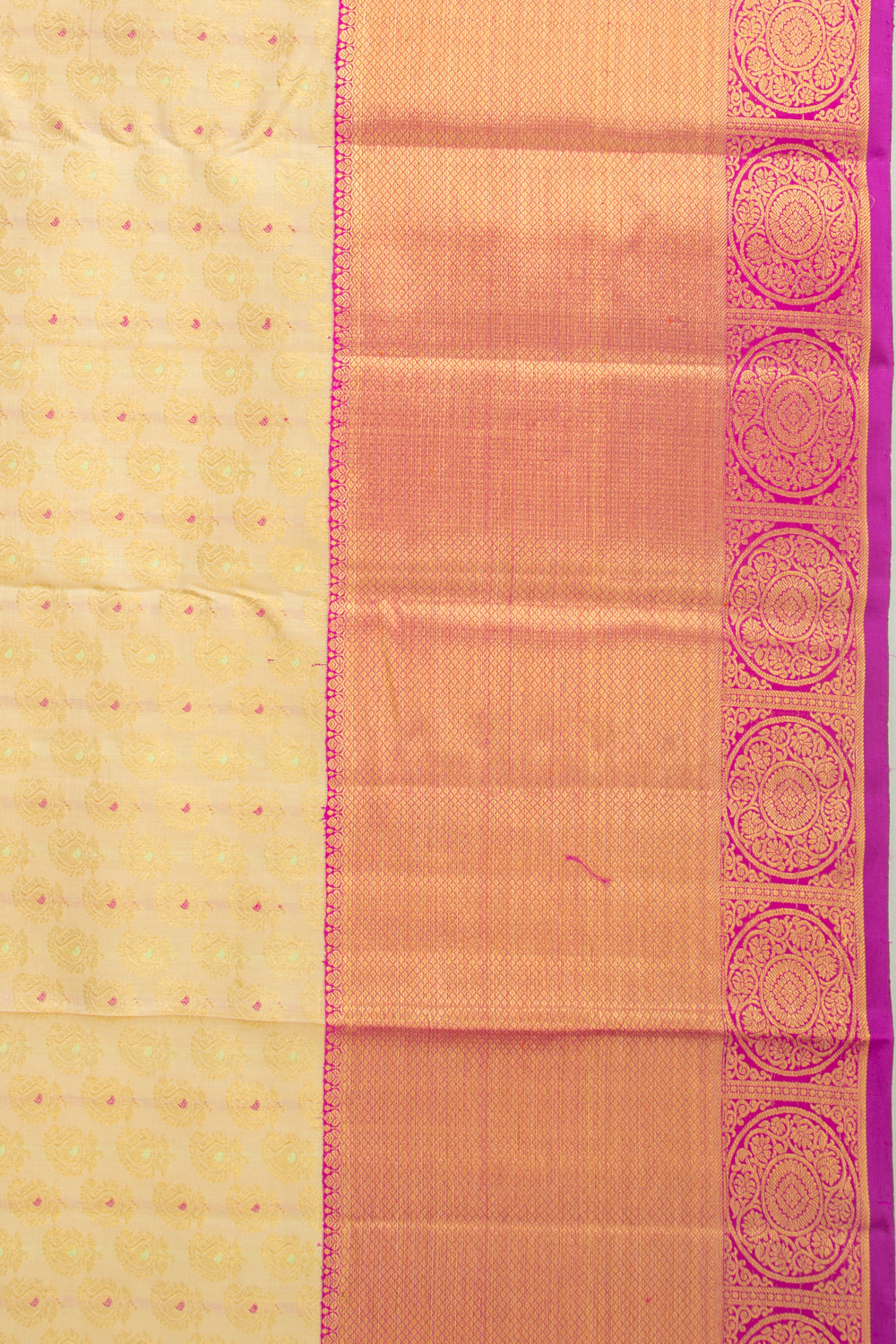 Kanchipuram Silk Brocade Cream Saree