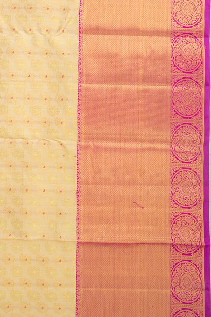 Kanchipuram Silk Brocade Cream Saree