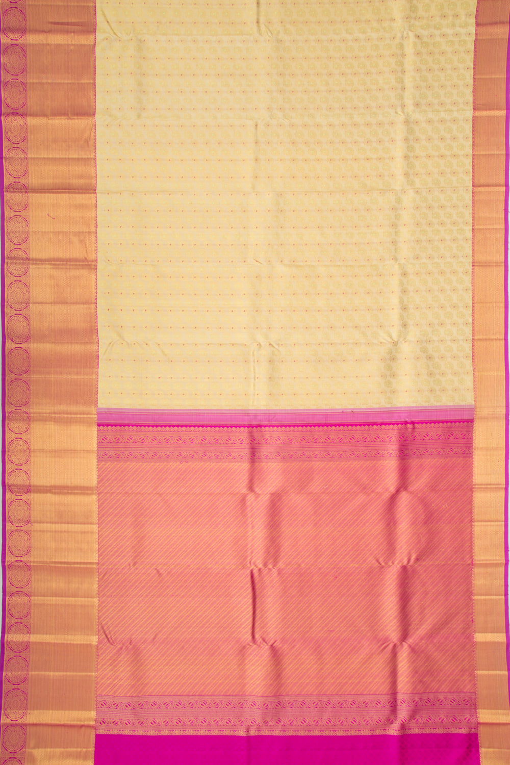 Kanchipuram Silk Brocade Cream Saree