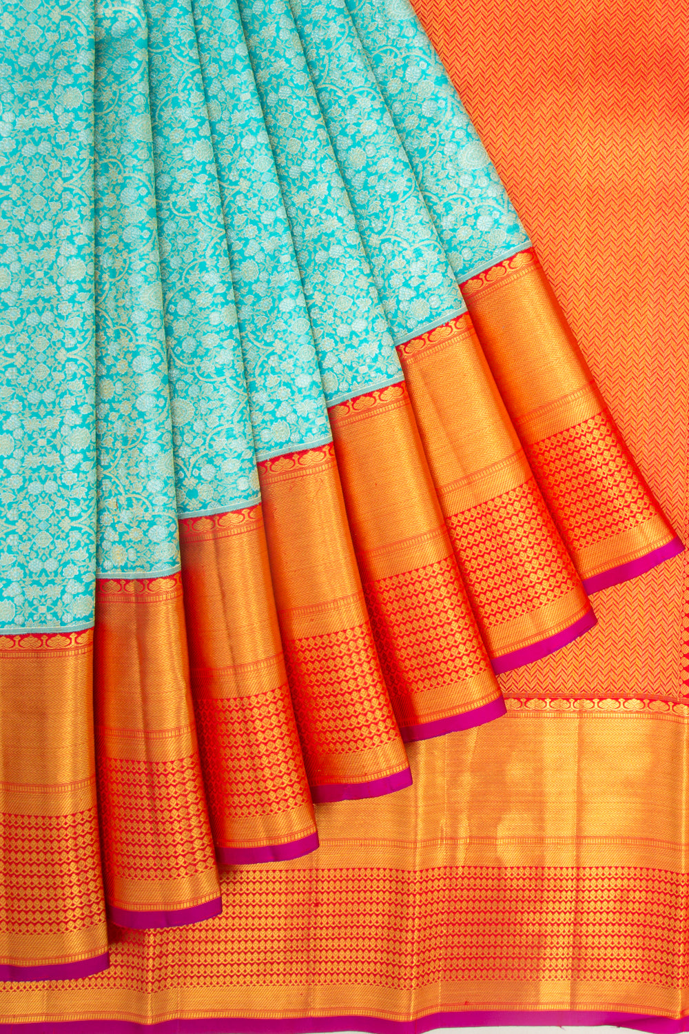 Kanchipuram Silk Brocade Sky Blue Saree