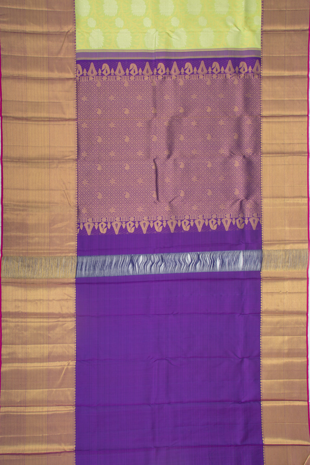 Kanchipuram Silk Jaal Pastel Green Saree
