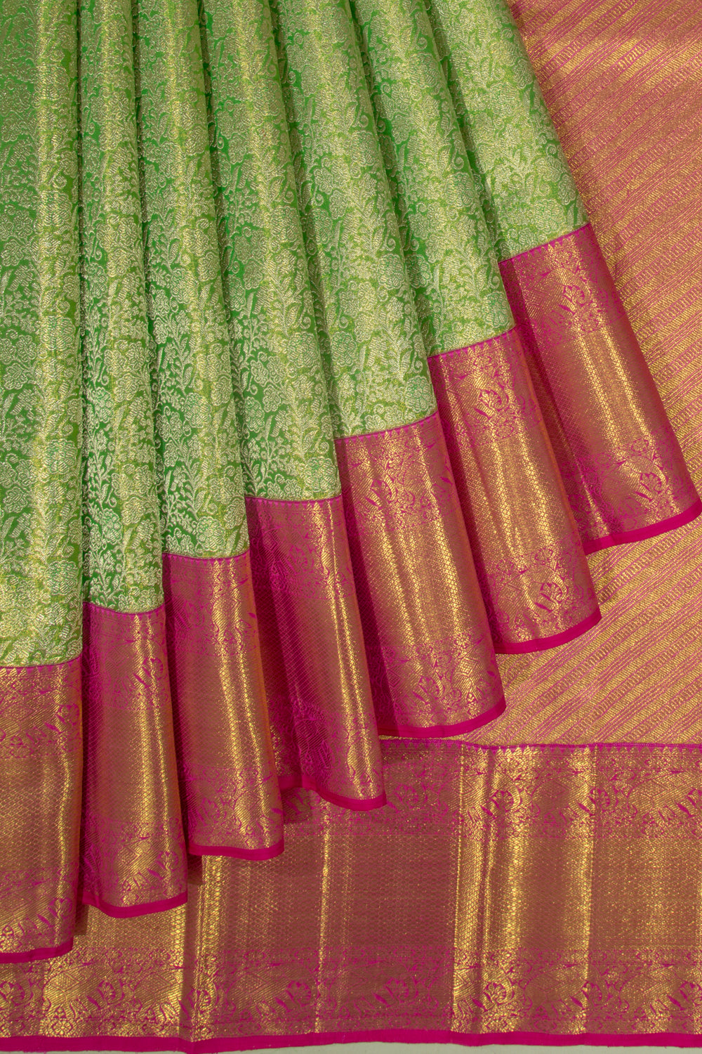 Kanchipuram Silk Tissue Brocade Green Saree