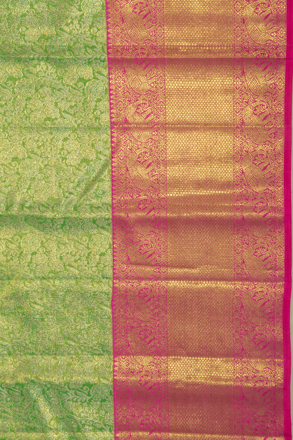 Kanchipuram Silk Tissue Brocade Green Saree