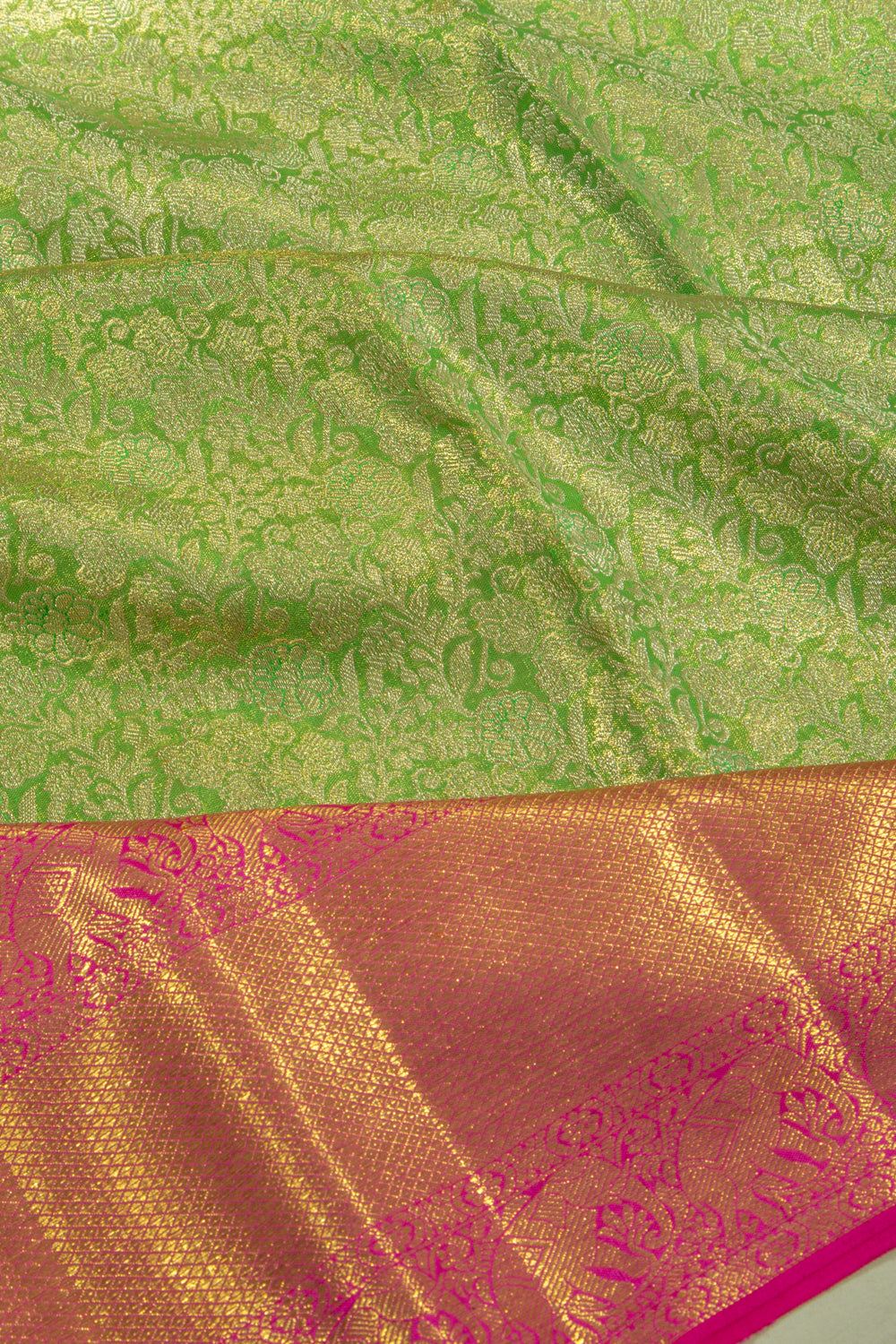 Kanchipuram Silk Tissue Brocade Green Saree