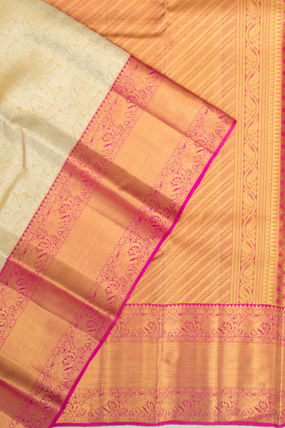 Kanchipuram Silk Tissue Jaal Gold Saree