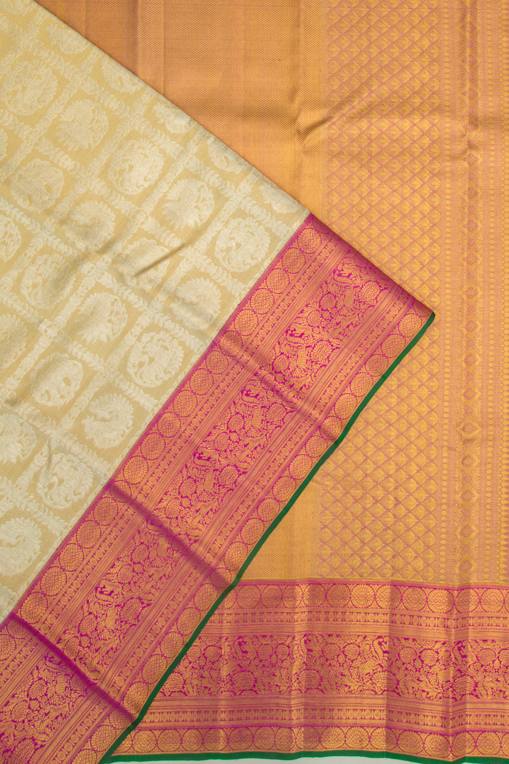 Kanchipuram Silk Checks And Butta Gold Saree