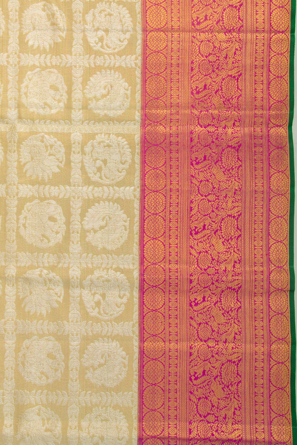 Kanchipuram Silk Checks And Butta Gold Saree