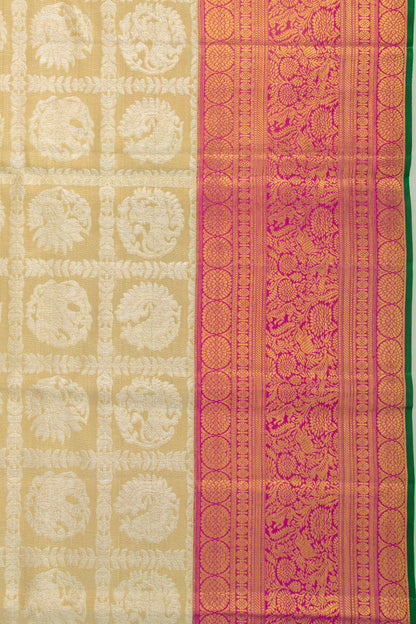Kanchipuram Silk Checks And Butta Gold Saree