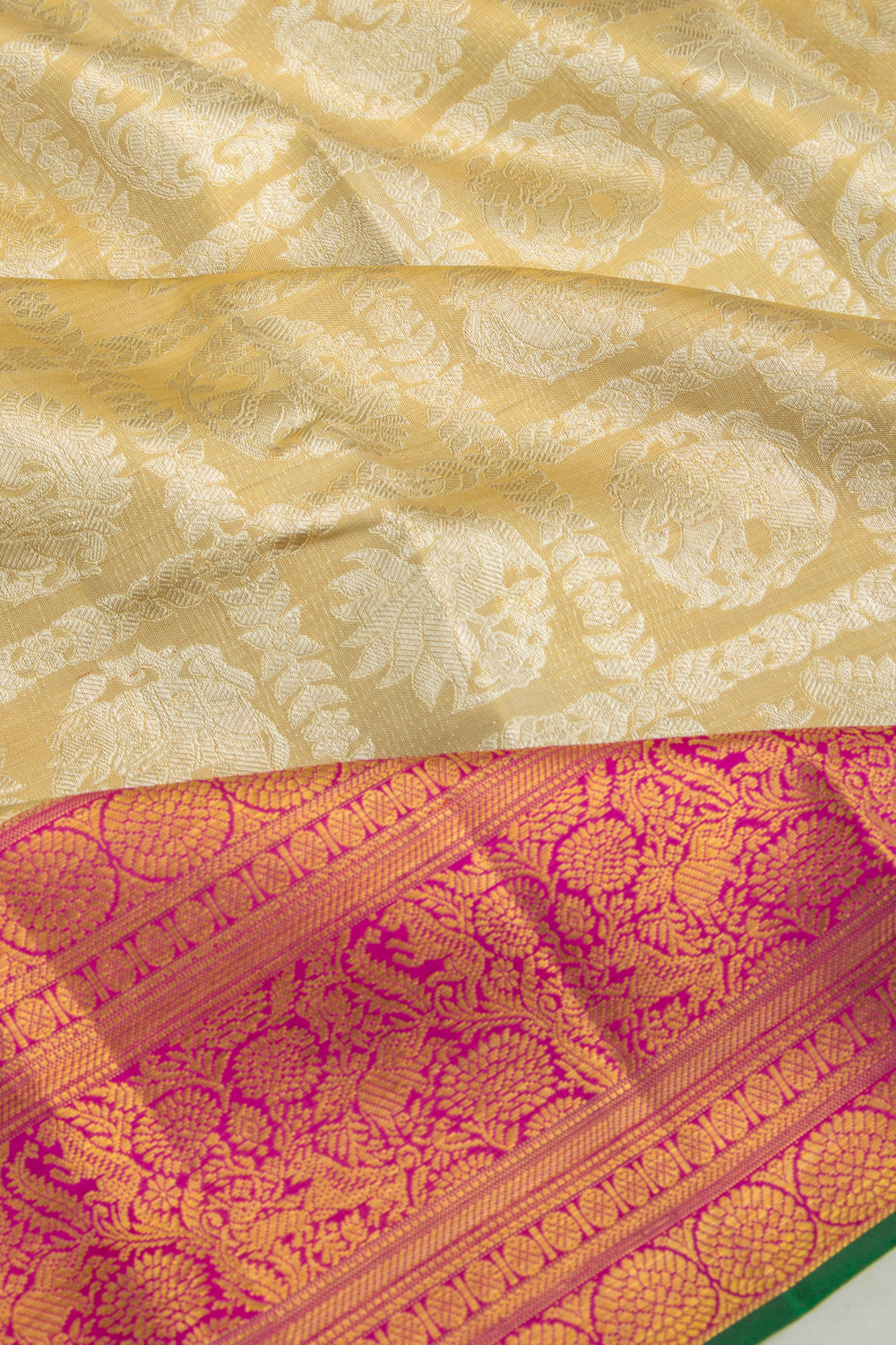 Kanchipuram Silk Checks And Butta Gold Saree