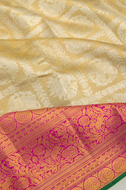 Kanchipuram Silk Checks And Butta Gold Saree