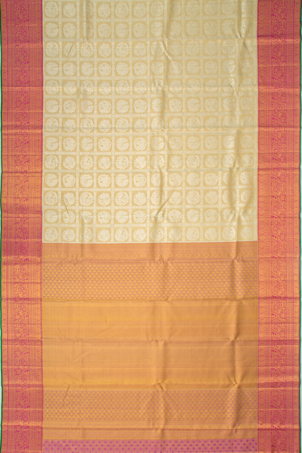 Kanchipuram Silk Checks And Butta Gold Saree