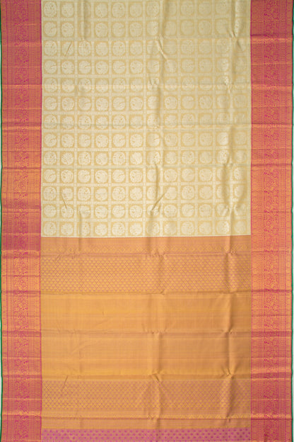 Kanchipuram Silk Checks And Butta Gold Saree
