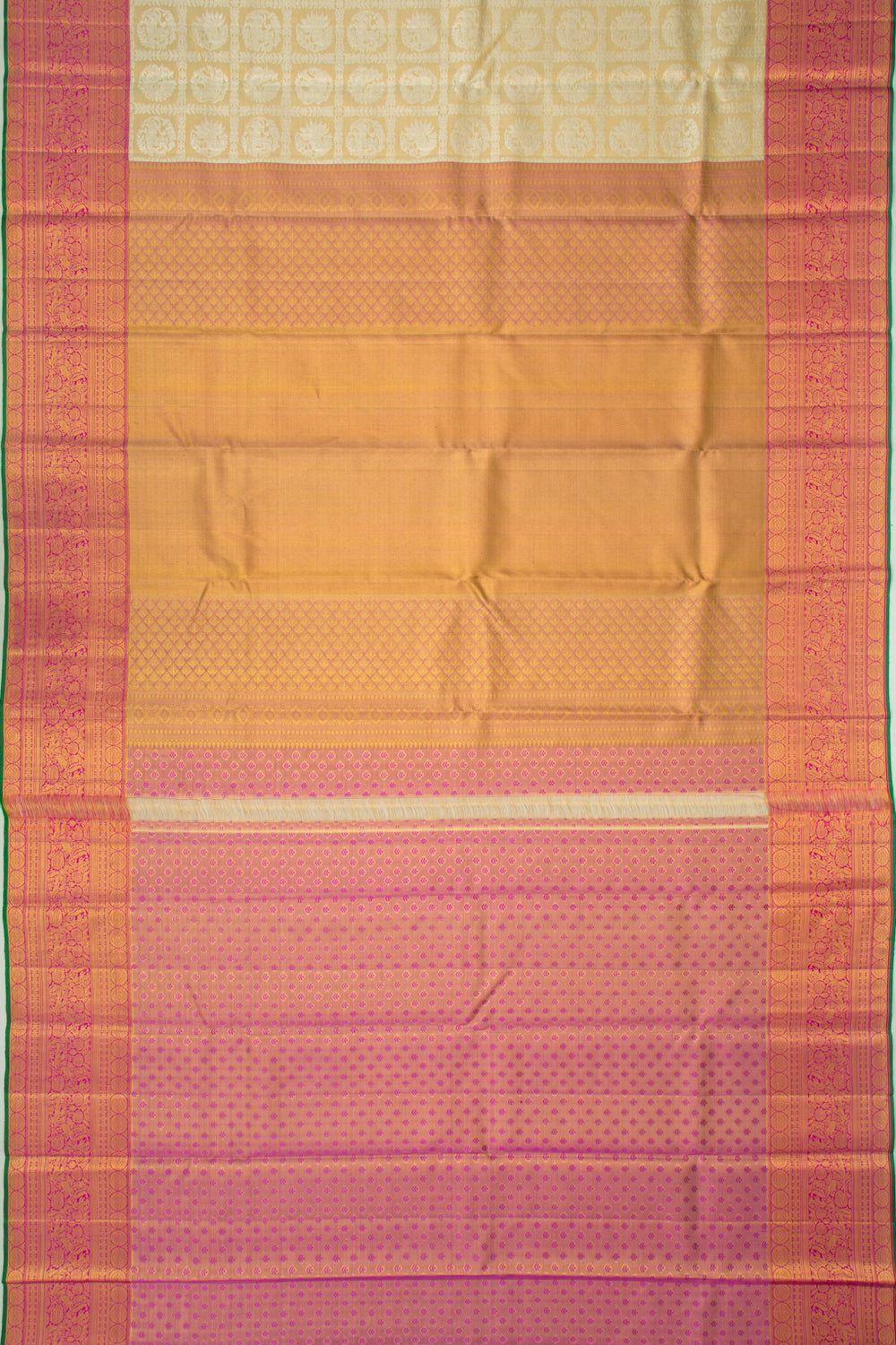 Kanchipuram Silk Checks And Butta Gold Saree