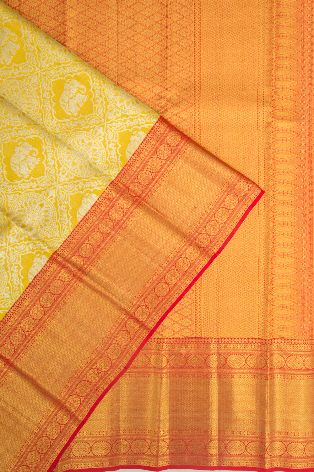 Kanchipuram Silk Tissue Brocade Gold Saree