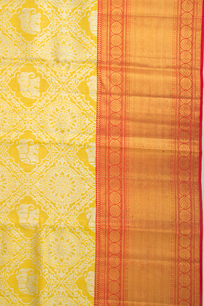 Kanchipuram Silk Tissue Brocade Gold Saree