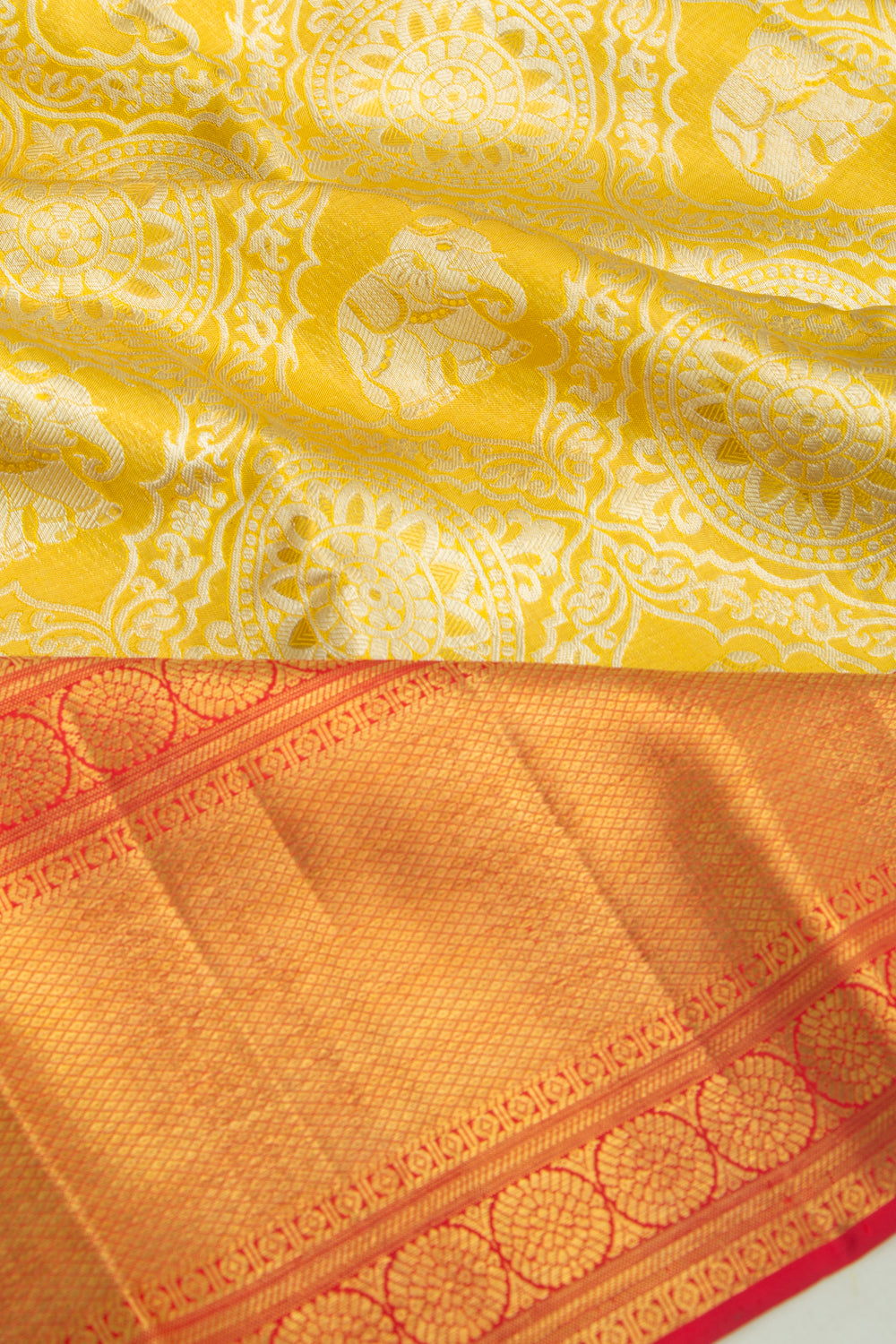 Kanchipuram Silk Tissue Brocade Gold Saree