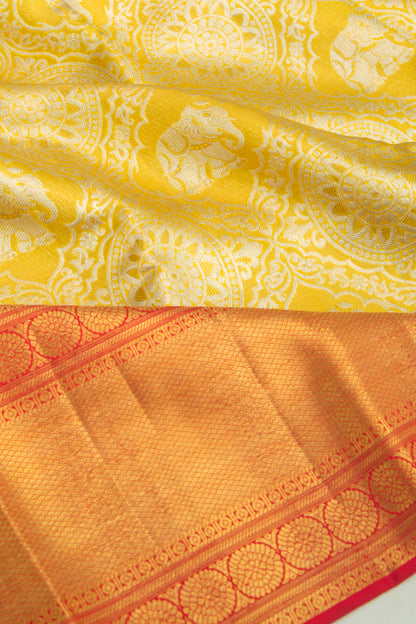 Kanchipuram Silk Tissue Brocade Gold Saree
