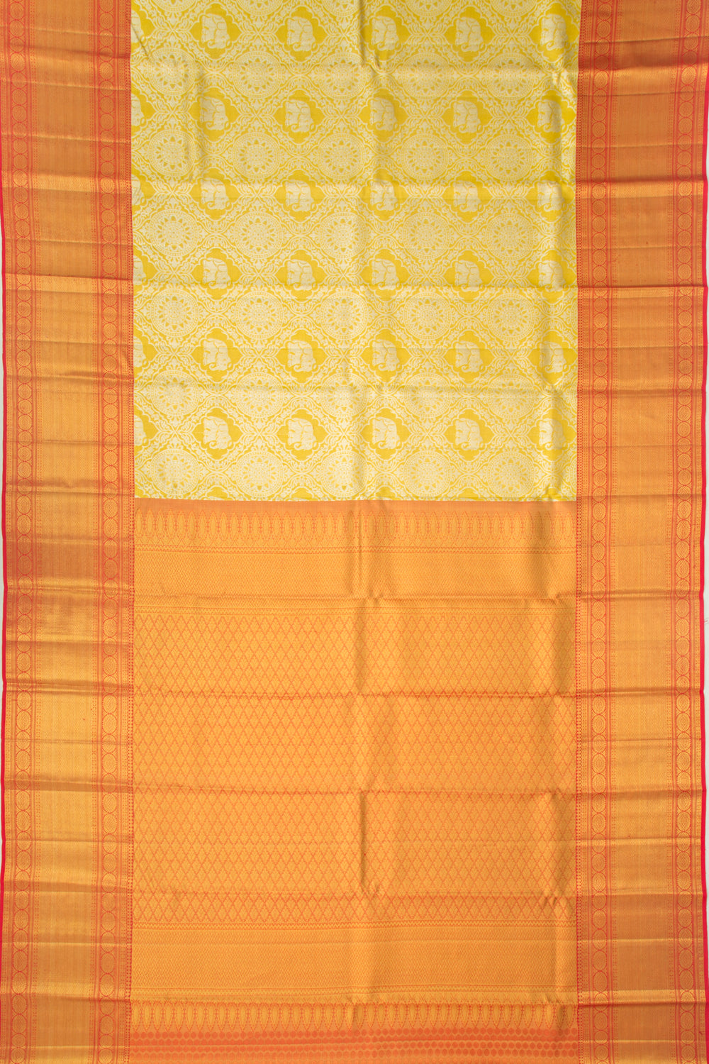 Kanchipuram Silk Tissue Brocade Gold Saree