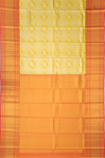 Kanchipuram Silk Tissue Brocade Gold Saree