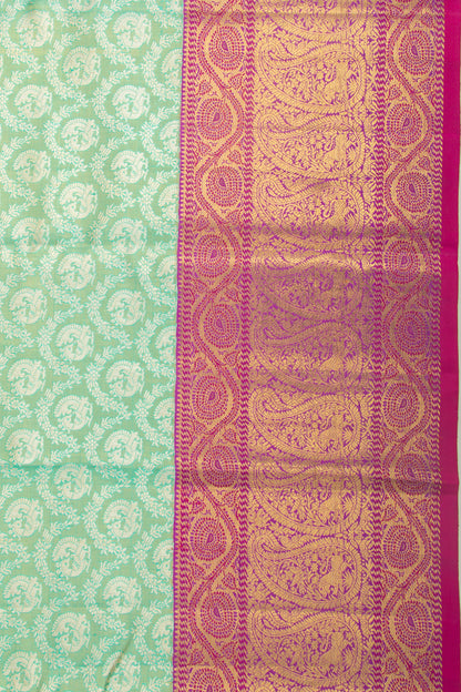 Kanchipuram Silk Tissue Brocade Sea Green Saree