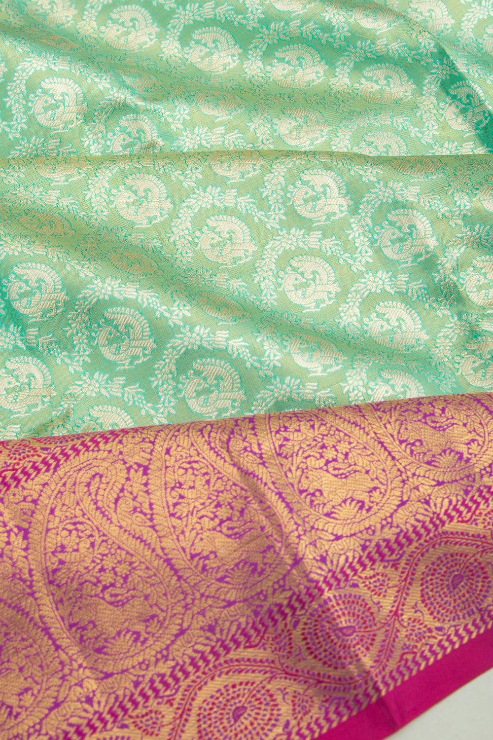 Kanchipuram Silk Tissue Brocade Sea Green Saree