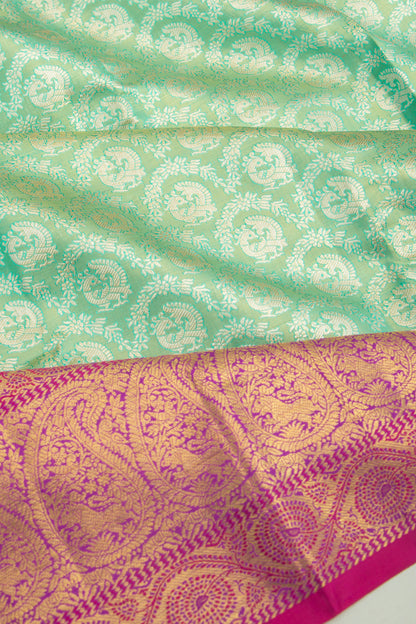 Kanchipuram Silk Tissue Brocade Sea Green Saree