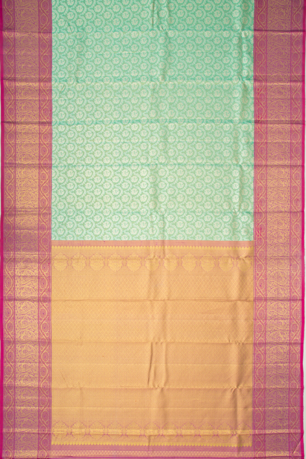 Kanchipuram Silk Tissue Brocade Sea Green Saree
