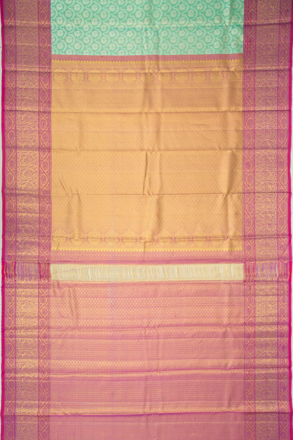Kanchipuram Silk Tissue Brocade Sea Green Saree