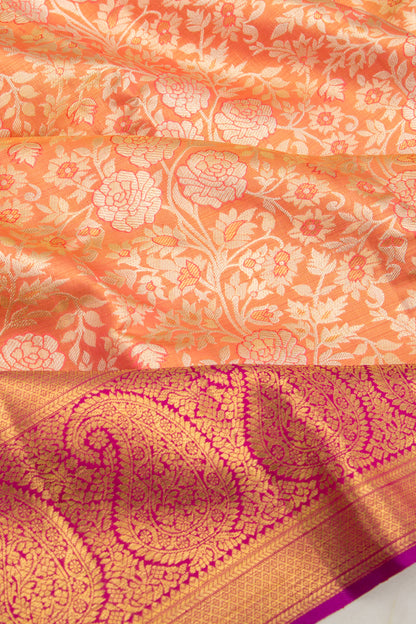 Kanchipuram Silk Tissue Jaal Orange Saree