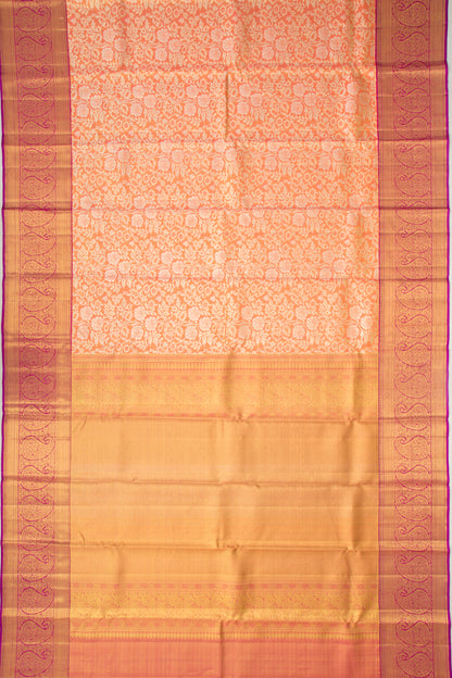 Kanchipuram Silk Tissue Jaal Orange Saree