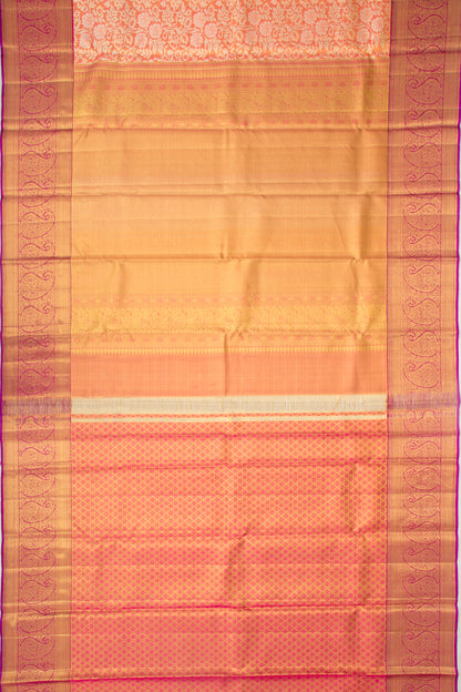 Kanchipuram Silk Tissue Jaal Orange Saree