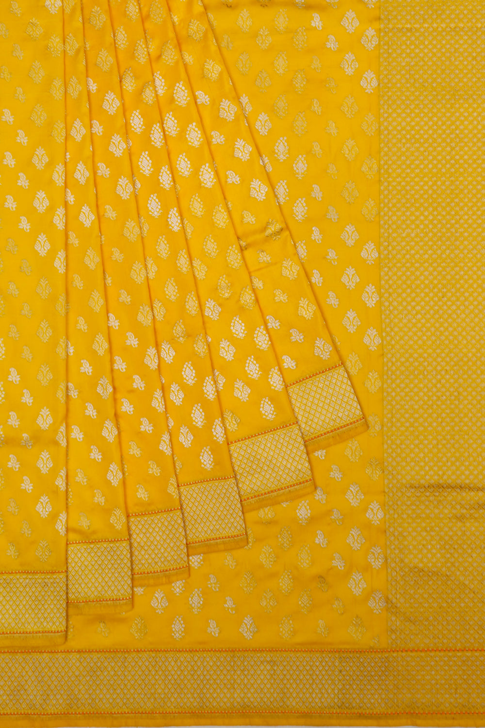 Banarasi Silk Kadwa Butta Yellow Saree