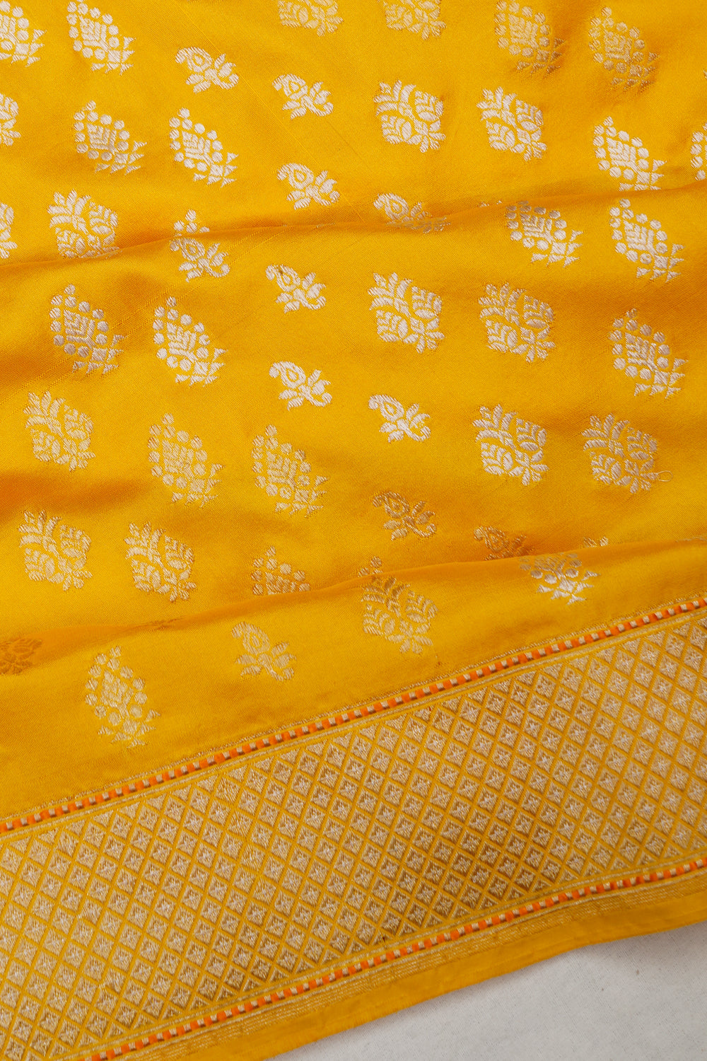 Banarasi Silk Kadwa Butta Yellow Saree