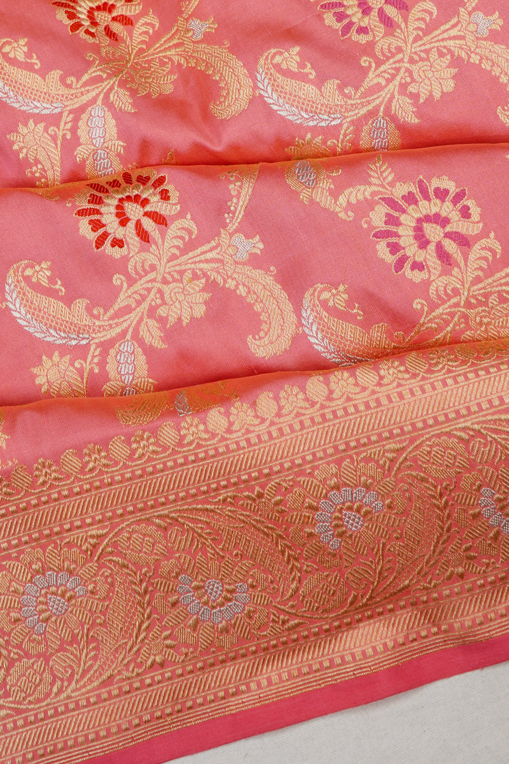 Banarasi Silk Kadwa Jaal Pastel Pink Saree