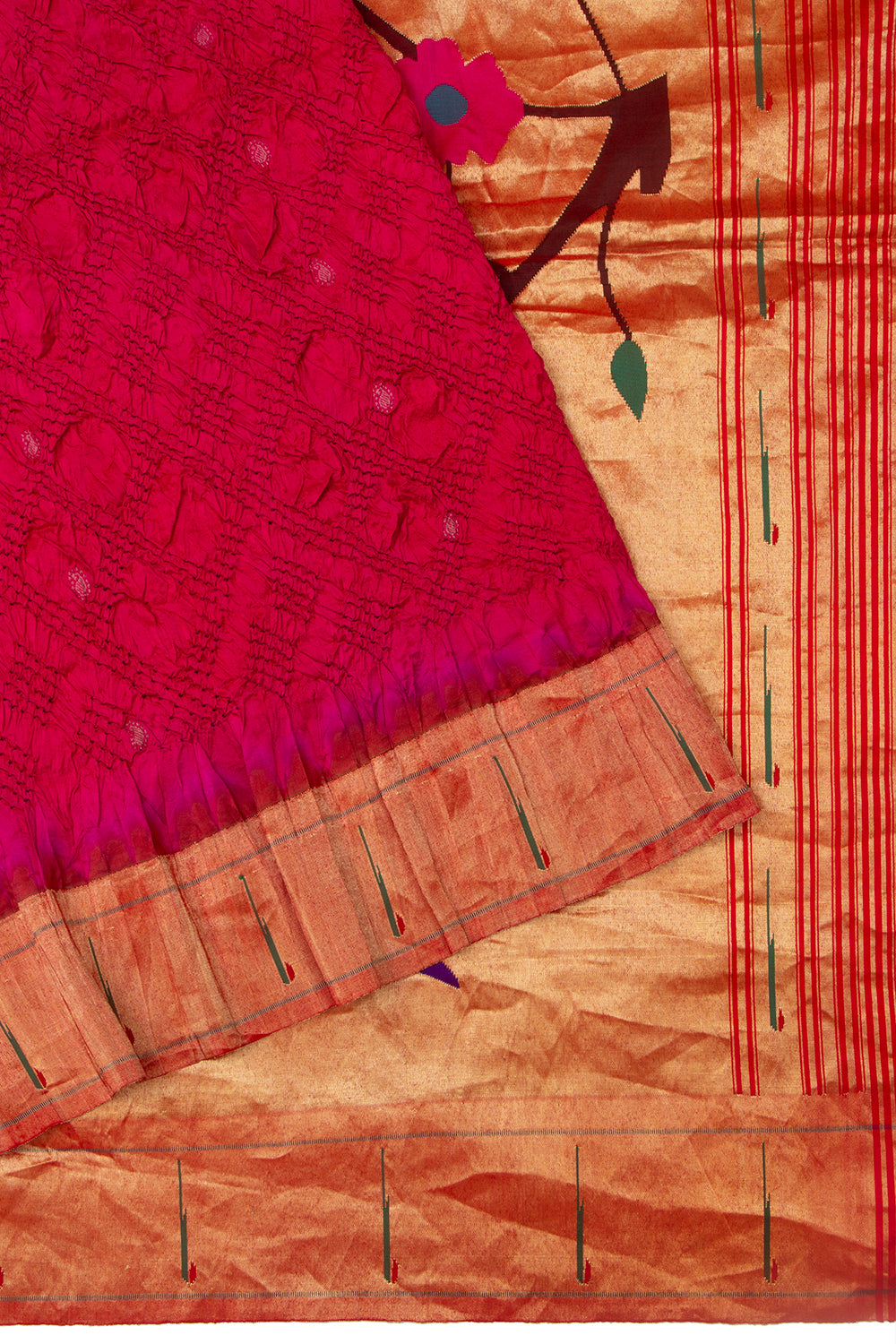 Paithani Silk Bandhani Pink Saree