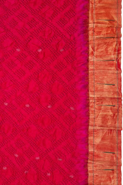 Paithani Silk Bandhani Pink Saree