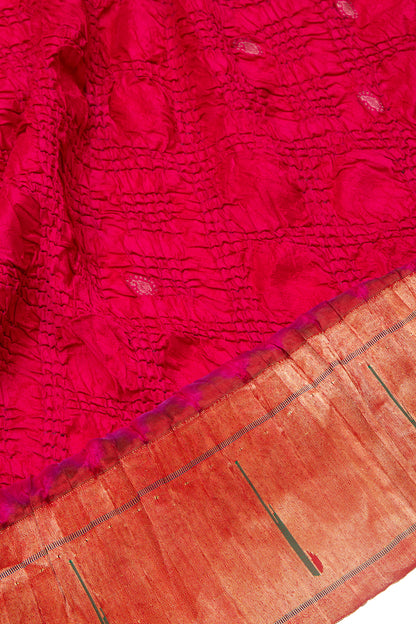 Paithani Silk Bandhani Pink Saree