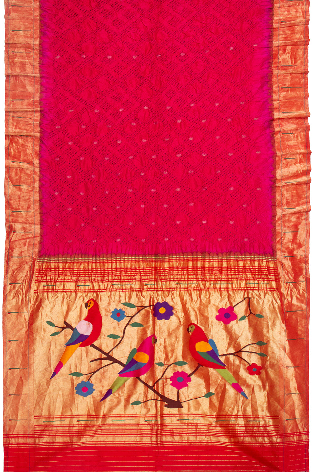 Paithani Silk Bandhani Pink Saree