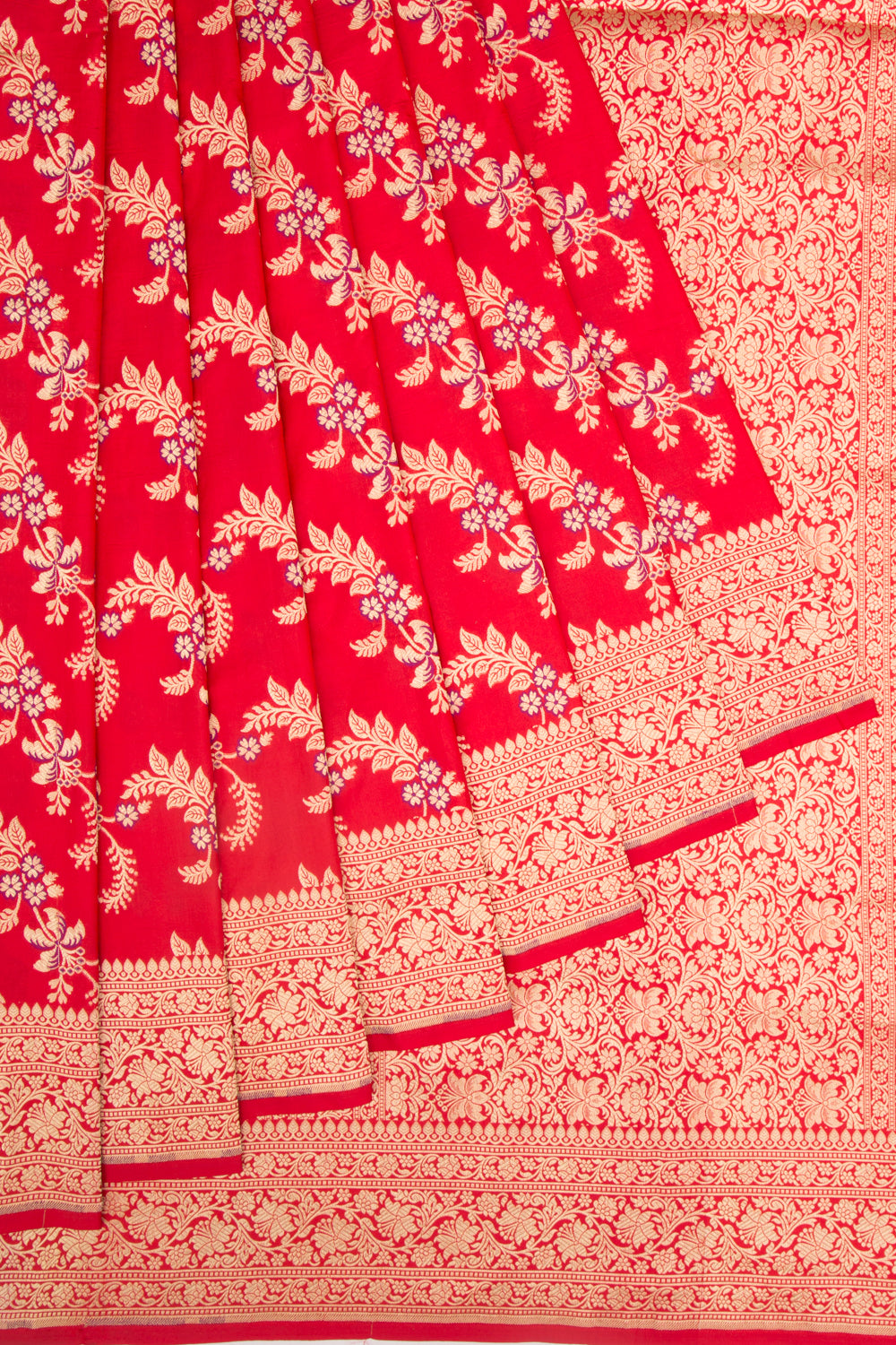 Banarasi Silk Jaal Red Saree