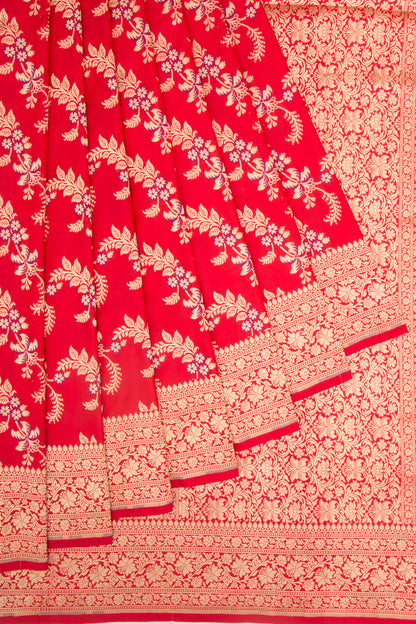 Banarasi Silk Jaal Red Saree