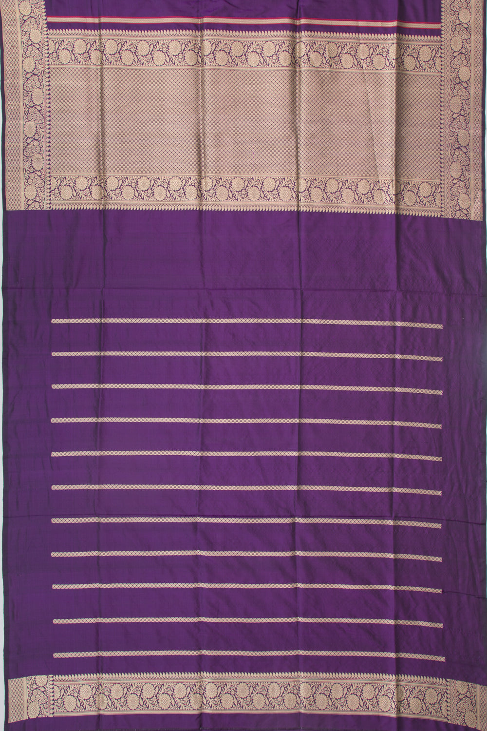 Banarasi Silk Vertical Lines And Butta Purple Saree